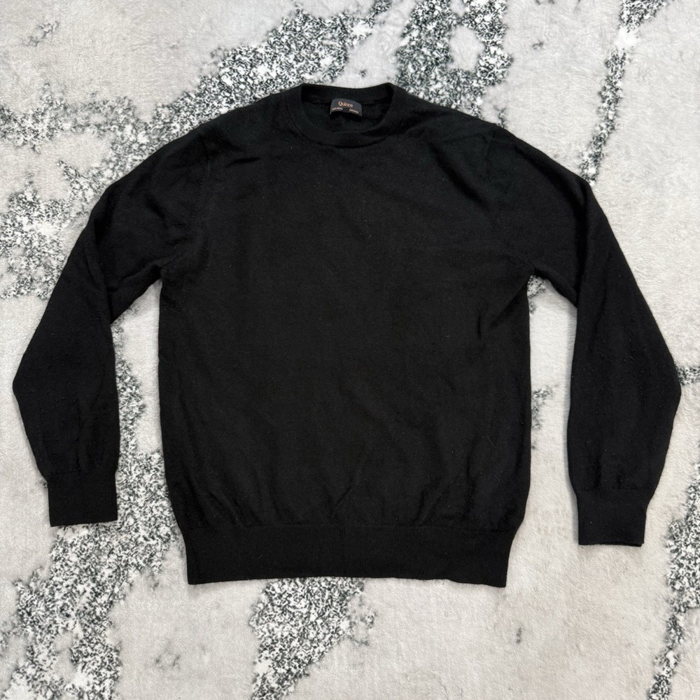 Quince 100% Mongolian Cashmere Sweater Mens Size Large Black Crewneck Pullover